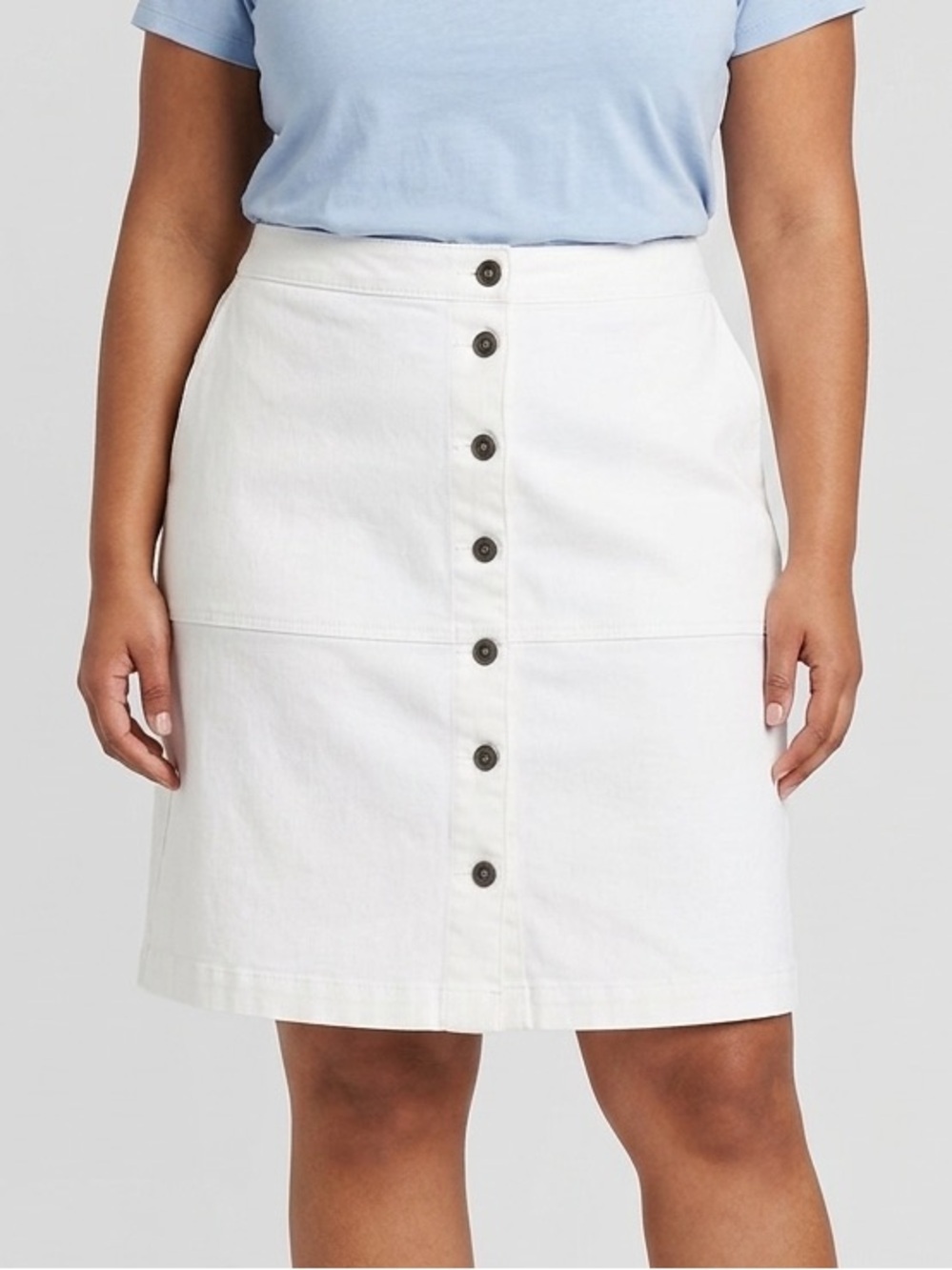 GEORGE White Stretch Button Front Skirt 18W